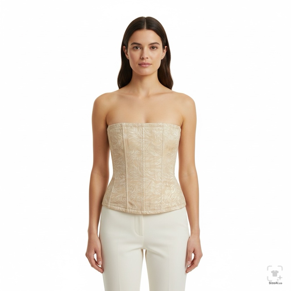 Maidenform 6/M Beige Lingerie Strapless Shapewear Tummy Control Corset Bustier